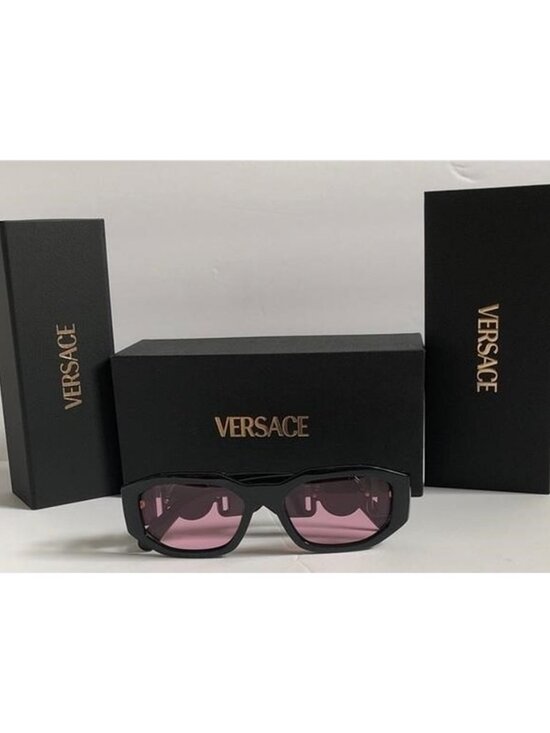 New Versace Women’s Black Frame Sunglasses with Pink Lenses and Gold Accents main image 6